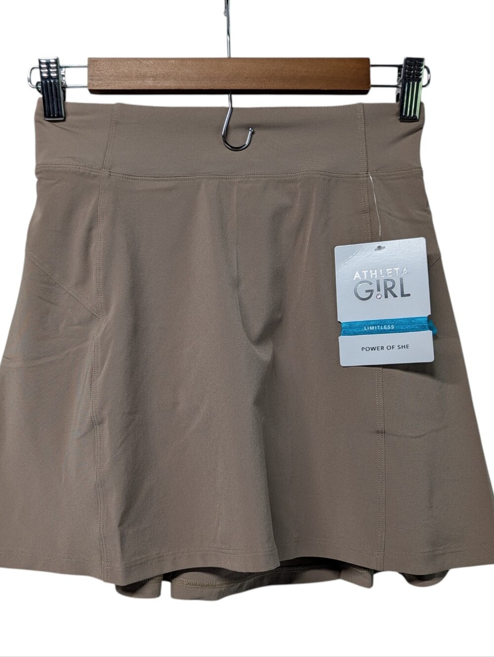 Athleta Girl School Day Skort M NWT Beige Khaki Athletic Skirt Built-in Shorts - Picture 4 of 7